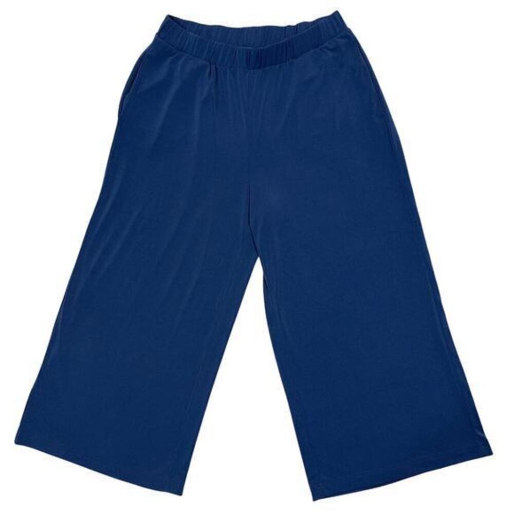 Banana Republic Factory Wide Leg Crop Pants Sz Medium Navy Pull-On Stretch Beach